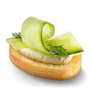 Cucumber Crostini | toasted bread with cucumber on top