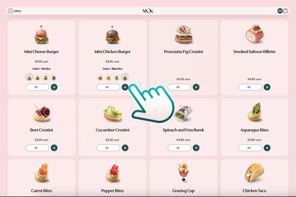 order process menu add to cart