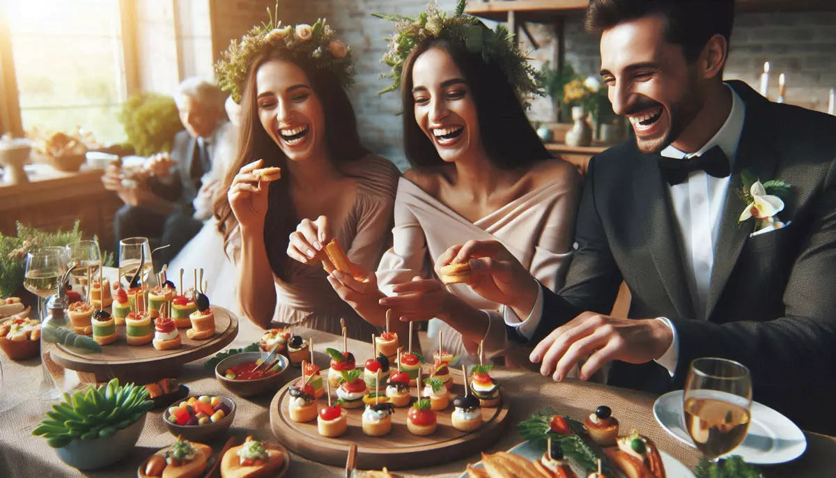 Canapés served by Happy people