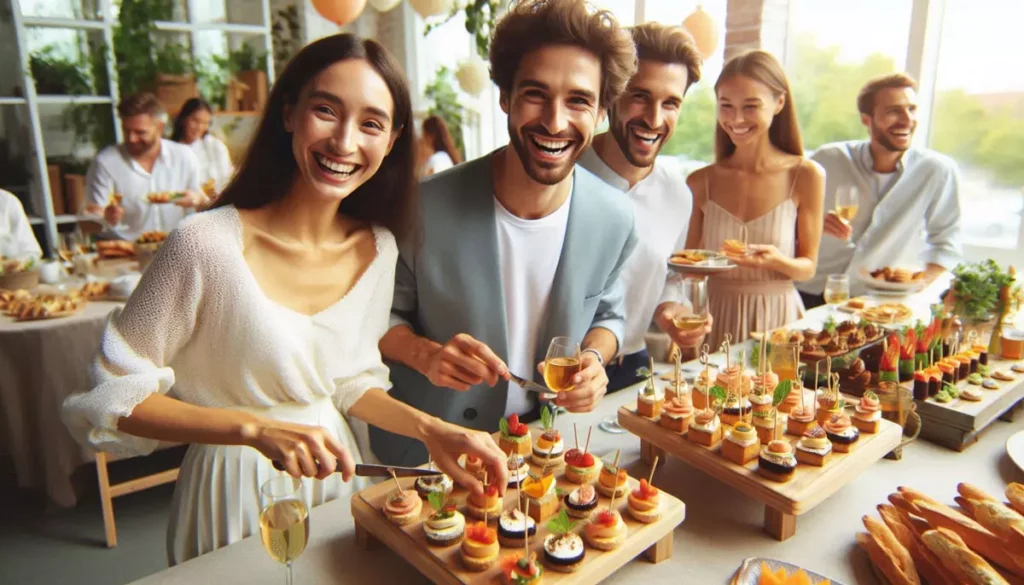 Gluten-free party, people serving food