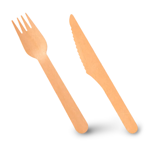 wooden disposable cutlery including knives forks