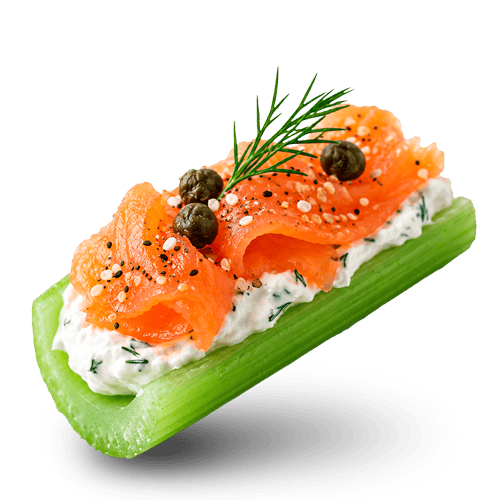 Smoked Salmon & Cream Cheese Celery Boats
